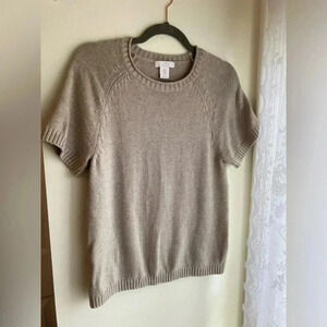 H by Halston Tan Short Sleeve Blouse